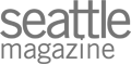 The image shows the logo of "Seattle Magazine" in gray text on a transparent background.