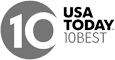 The image features the logo for USA TODAY 10Best, including the number "10" and the words "USA TODAY 10BEST" in a stylized font.